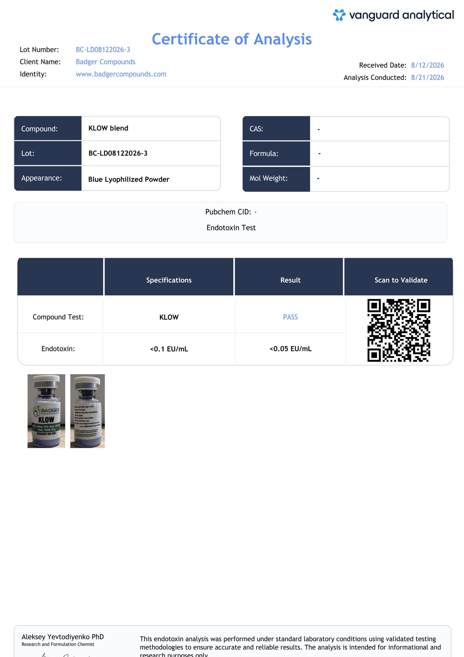 klow certificate of analysis KLOW-80 Peptide L-Glutathione is often called