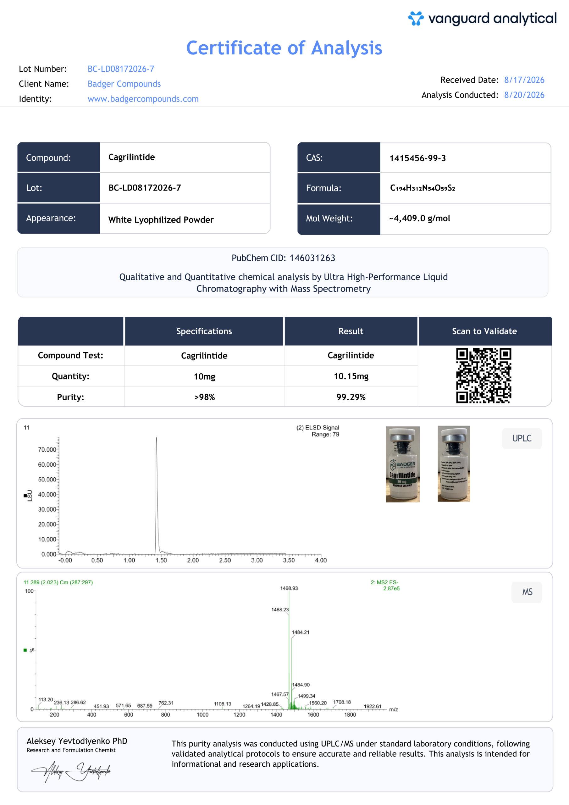 cagrilintide certificate of analysis Peptide queima de gordura