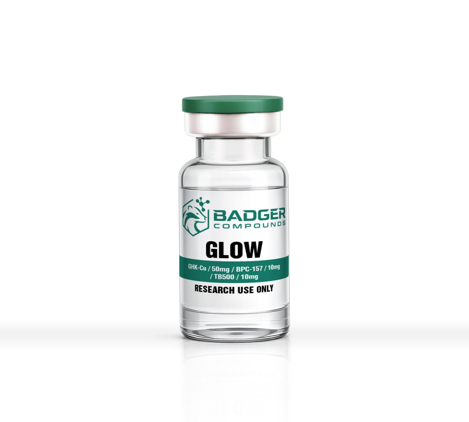 70mg vial "GLOW" with Badger Compounds Logo