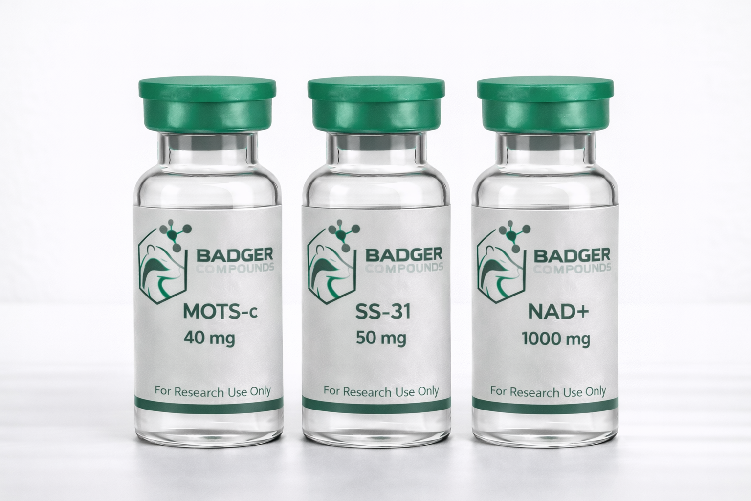 40 mg MOTS-c + 50 mg SS-31 + NAD+ 1000 mg Research Combination Badger Compounds