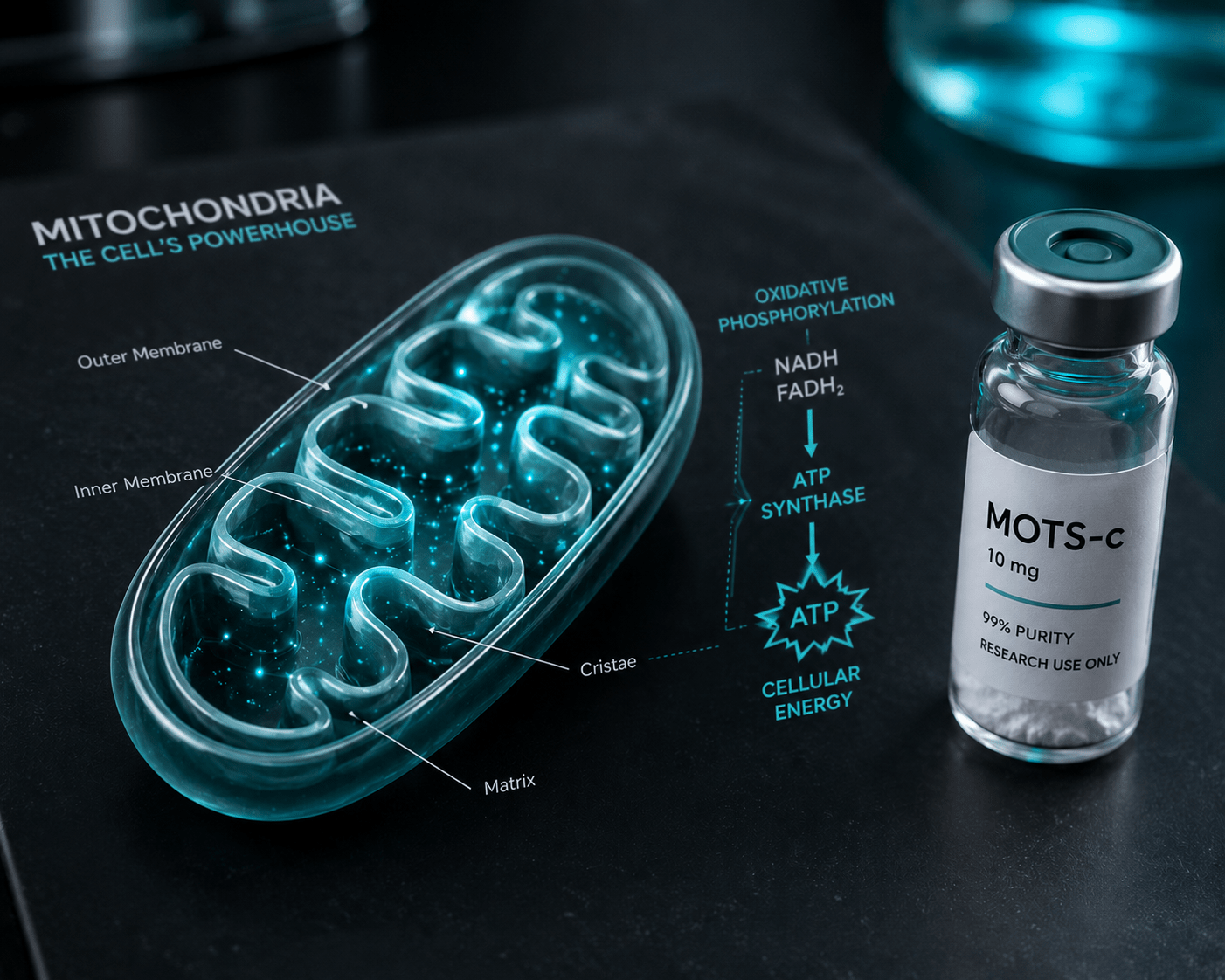 MOTS-c mitochondrial research peptide - cellular energy and metabolic signaling investigation - Badger Compounds