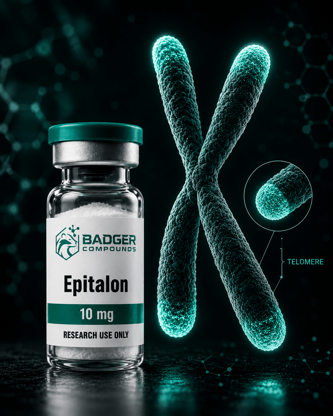 Epithalon AEDG tetrapeptide telomere biology research peptide vial