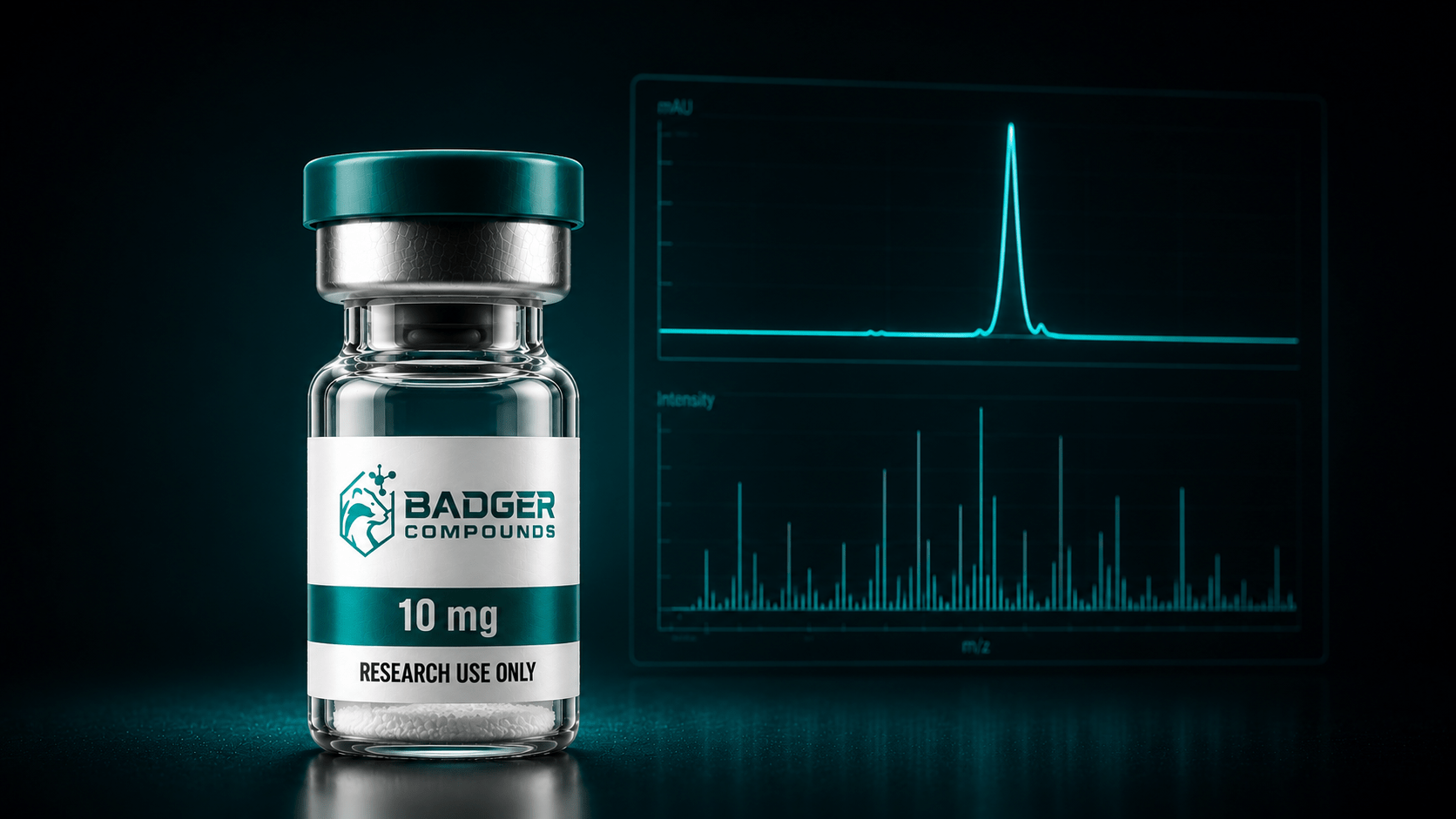 How to read a certificate of analysis shown by a research peptide vial beside a COA with an HPLC purity chromatogram