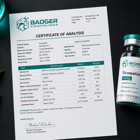 Third-party testing for research compounds — independent COA verification at Badger Compound