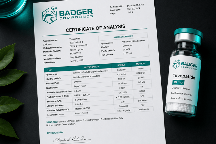 Third-party testing for research compounds — independent COA verification at Badger Compound