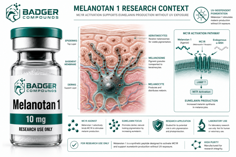 Melanotan I NDP-alpha-MSH MC1R photoprotection research peptide vial