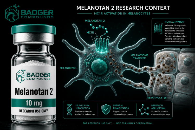 Melanotan II alpha-MSH analog melanogenesis MC1R research peptide vial