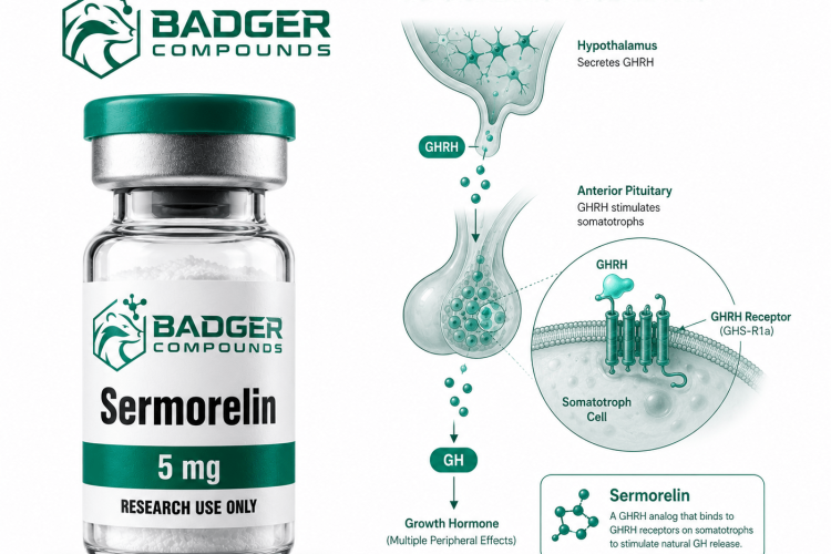Sermorelin GHRH analog growth hormone research peptide vial